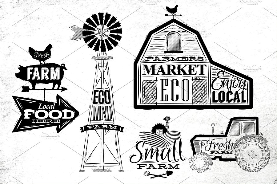 农场元素手绘插画 Farm Graphics插图(2)