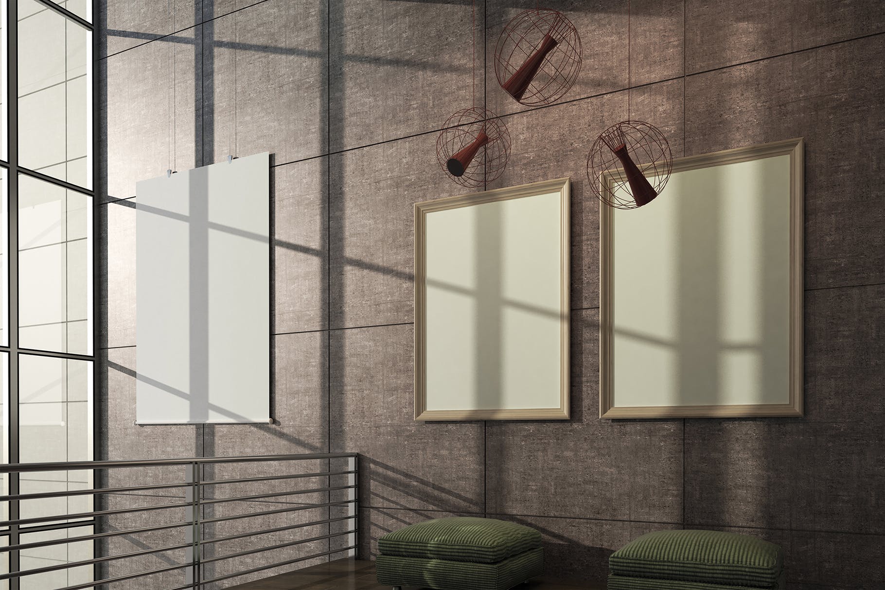 挂墙画框画廊展览样机模板素材3 Gallery Mockup 3插图(2)