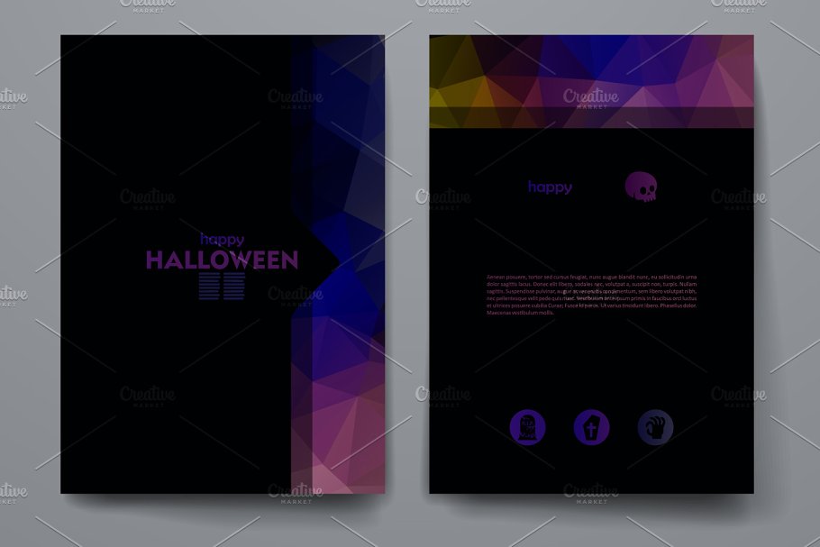 万圣节主题小册子模板 Set of Halloween brochures插图(3)