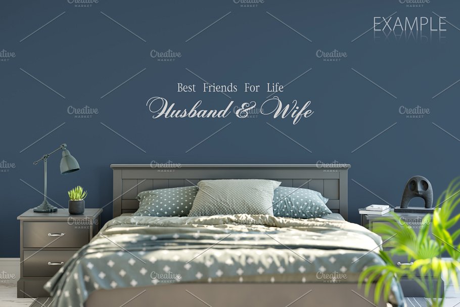 客厅卧室墙纸&相框画框样机模板合集 Interior Wall & Frames Mockup – 2插图(28)