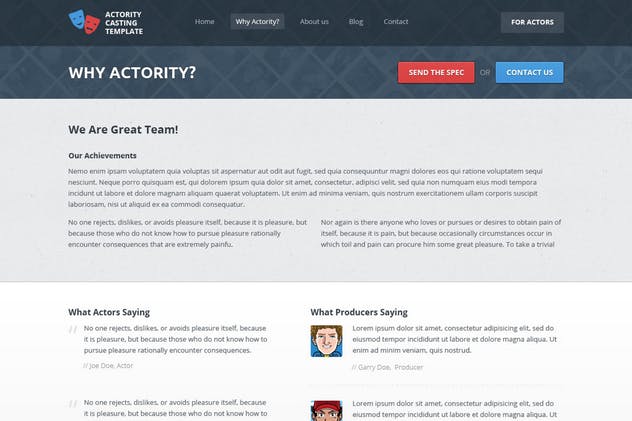 多用途企业官网网站设计PSD模板 Actority – PSD Template for Casting Agencies插图(2)