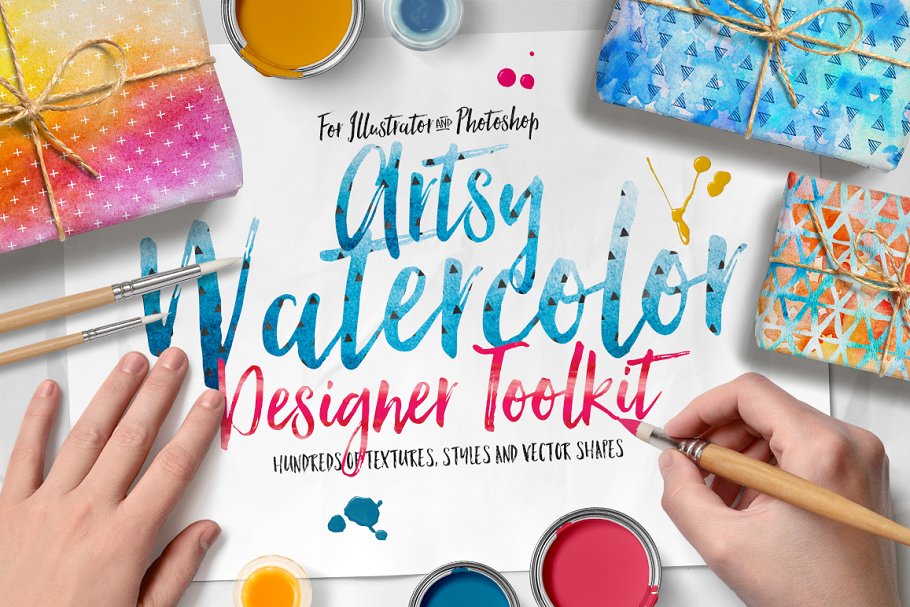 精选水彩设计素材合集[3.86GB] Artsy Watercolor Designer Toolkit插图