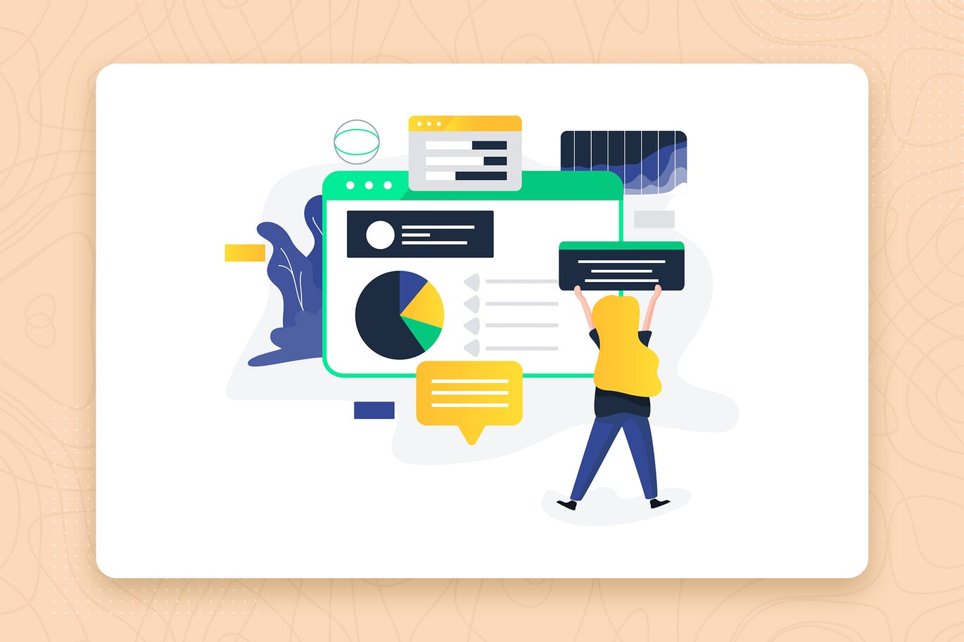 数据分析主题扁平设计风格矢量插画 Data Analysis flat vector illustration concept插图