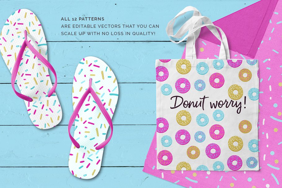 多彩糖粒和甜甜圈图案纹理 Sprinkles & Donuts Patterns插图(1)