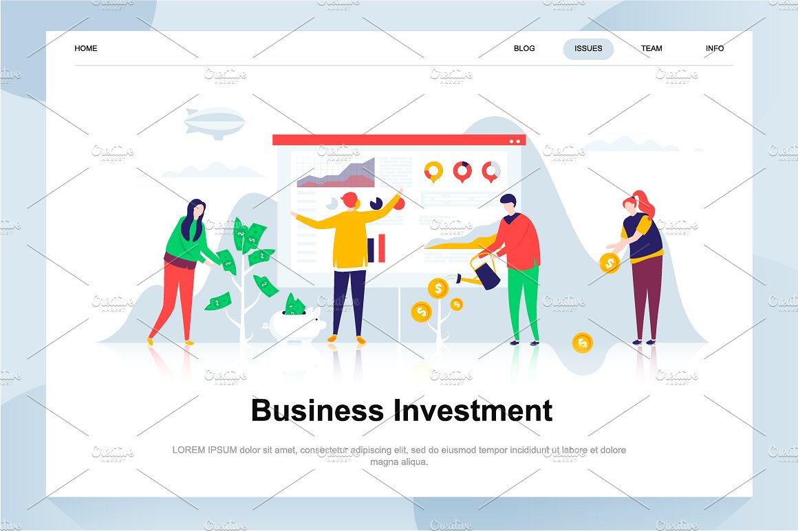 现代化扁平设计理念Web仪表盘登录页面模板 Landing Page Templates插图(1)