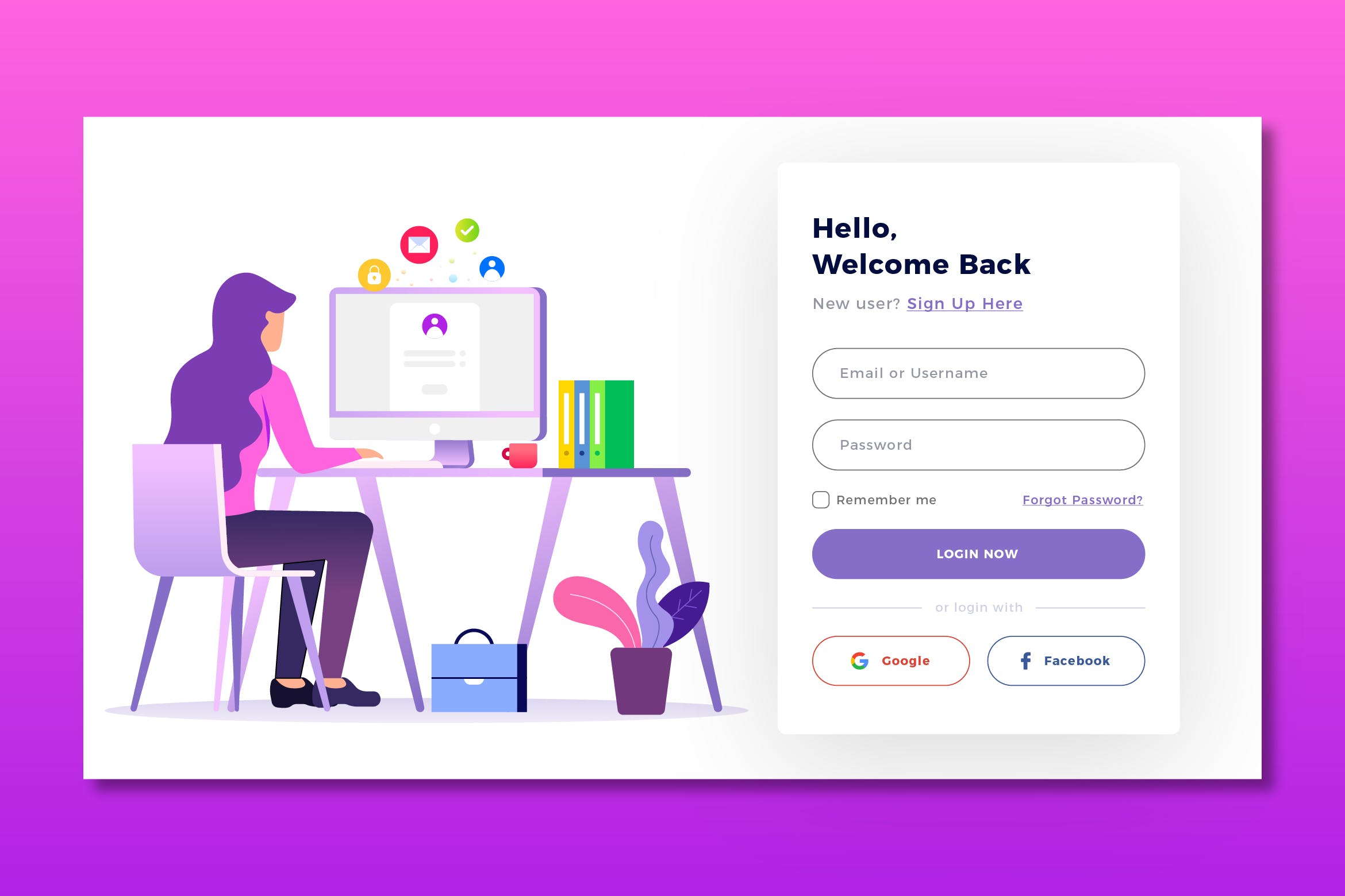 网站登录屏幕界面设计PSD模板v2 Login Page Screen Vol.2插图