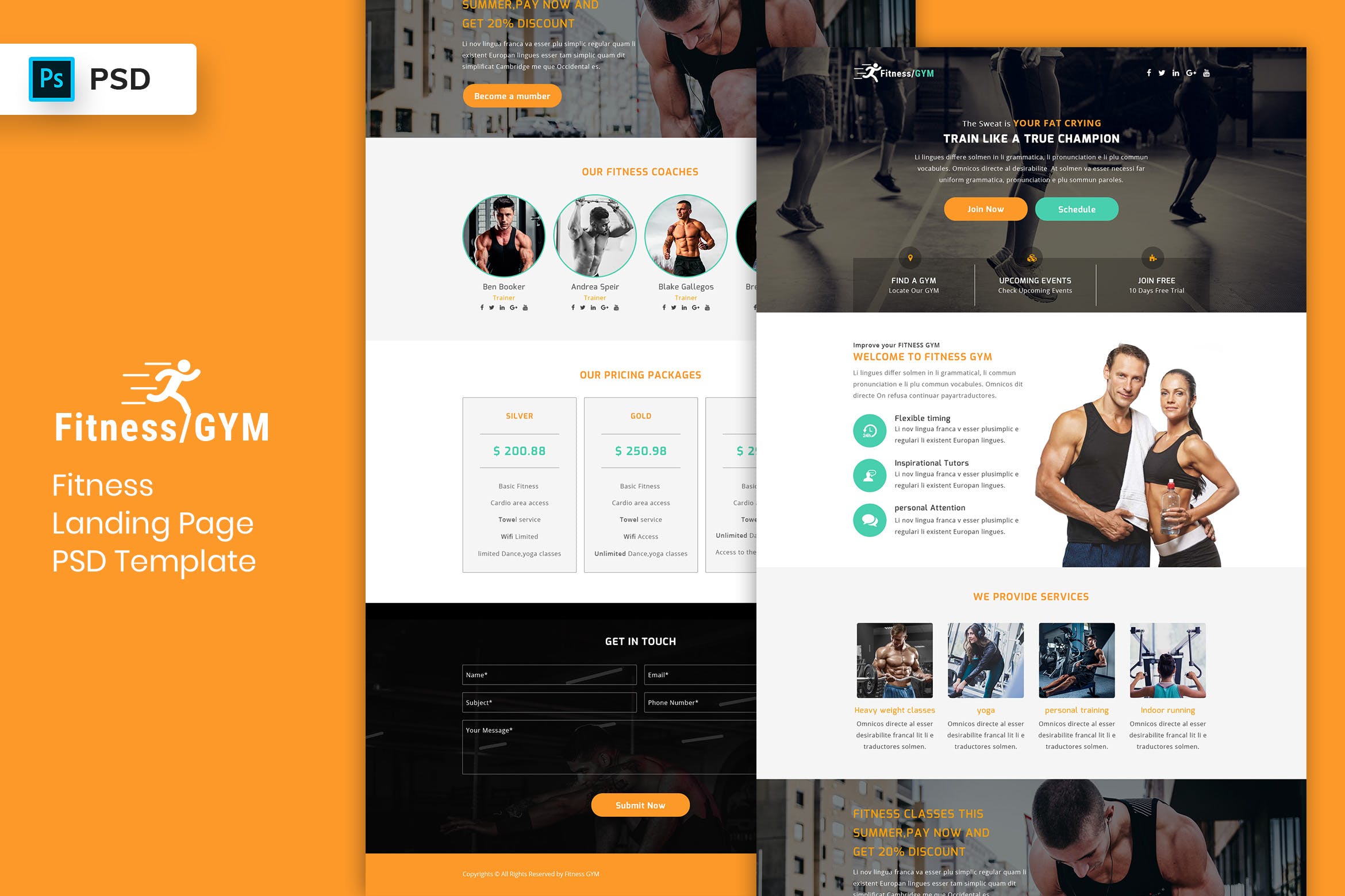 健身俱乐部/健身房官网着陆页设计PSD模板V2 Fitness – Landing Page PSD Template-02插图