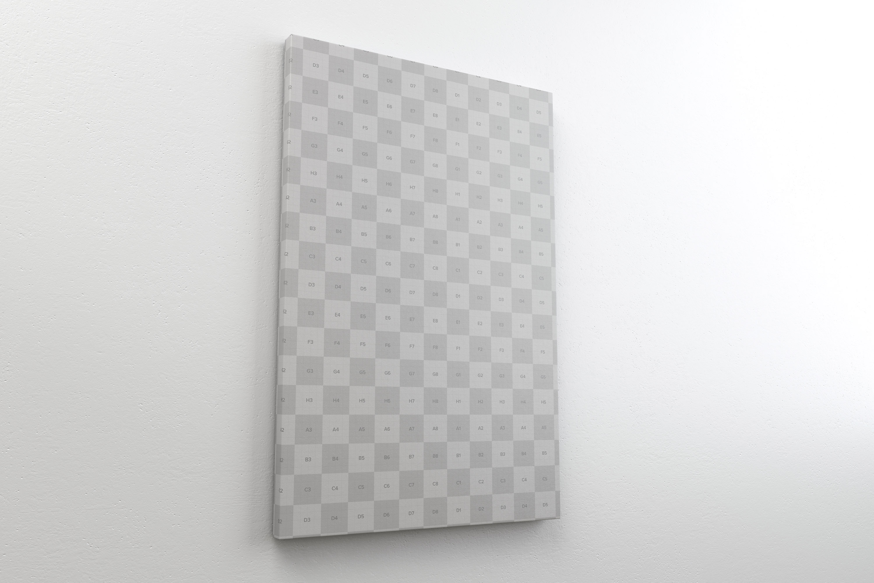 挂墙画布画框作品预览左视图样机素材 2:3 Portrait Canvas Mockup Hanging on Wall, Left View插图