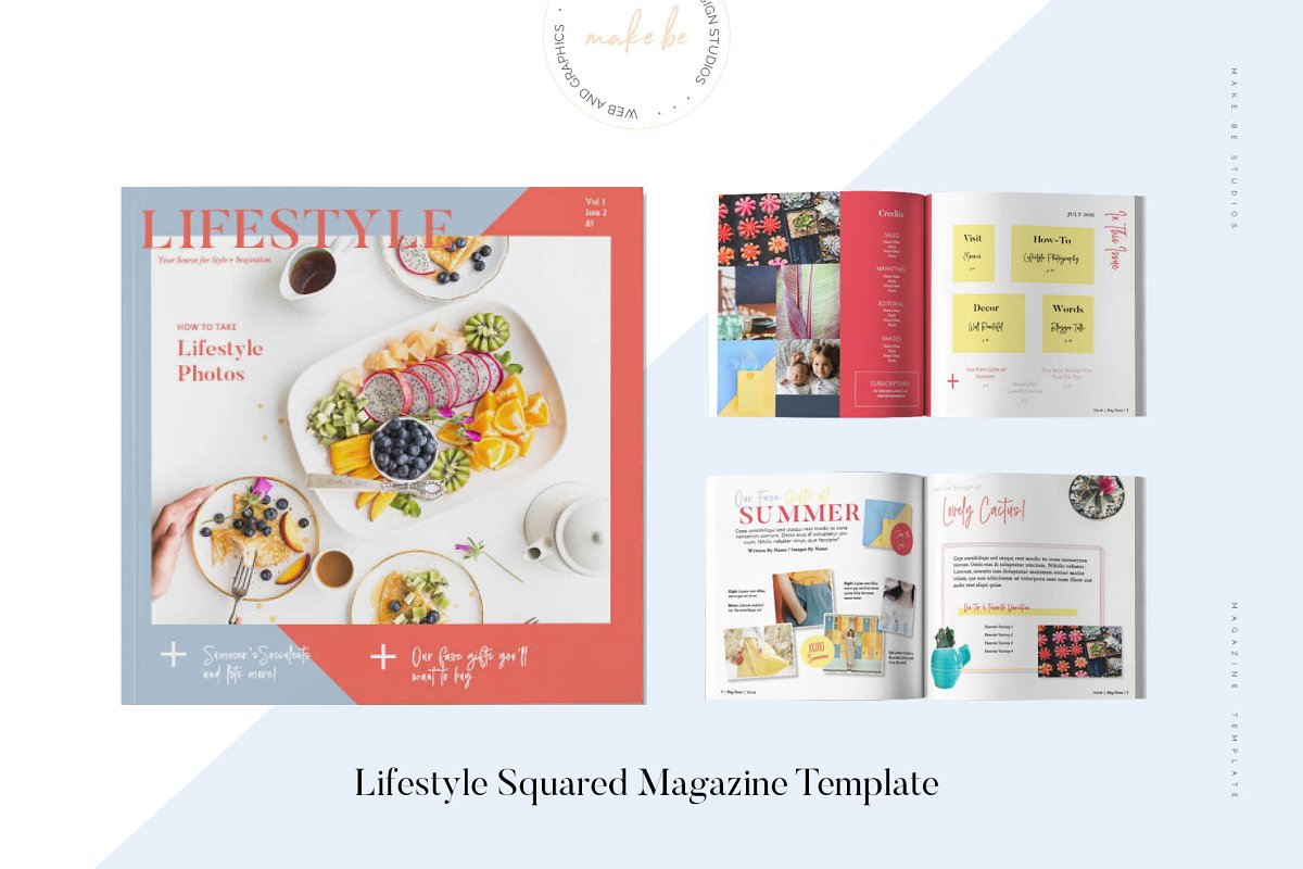 时尚生活方式方形杂志画册模板插图