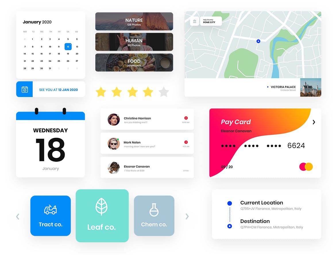 100个APP＆Web原型UI界面设计元素下载 Web Elements插图(12)