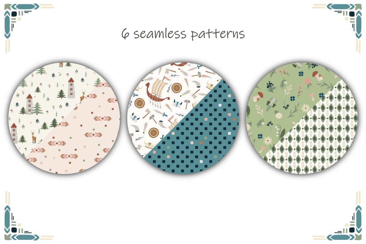 可爱卡通人物维京人水彩手绘图形集 Cute Vikings插图(4)