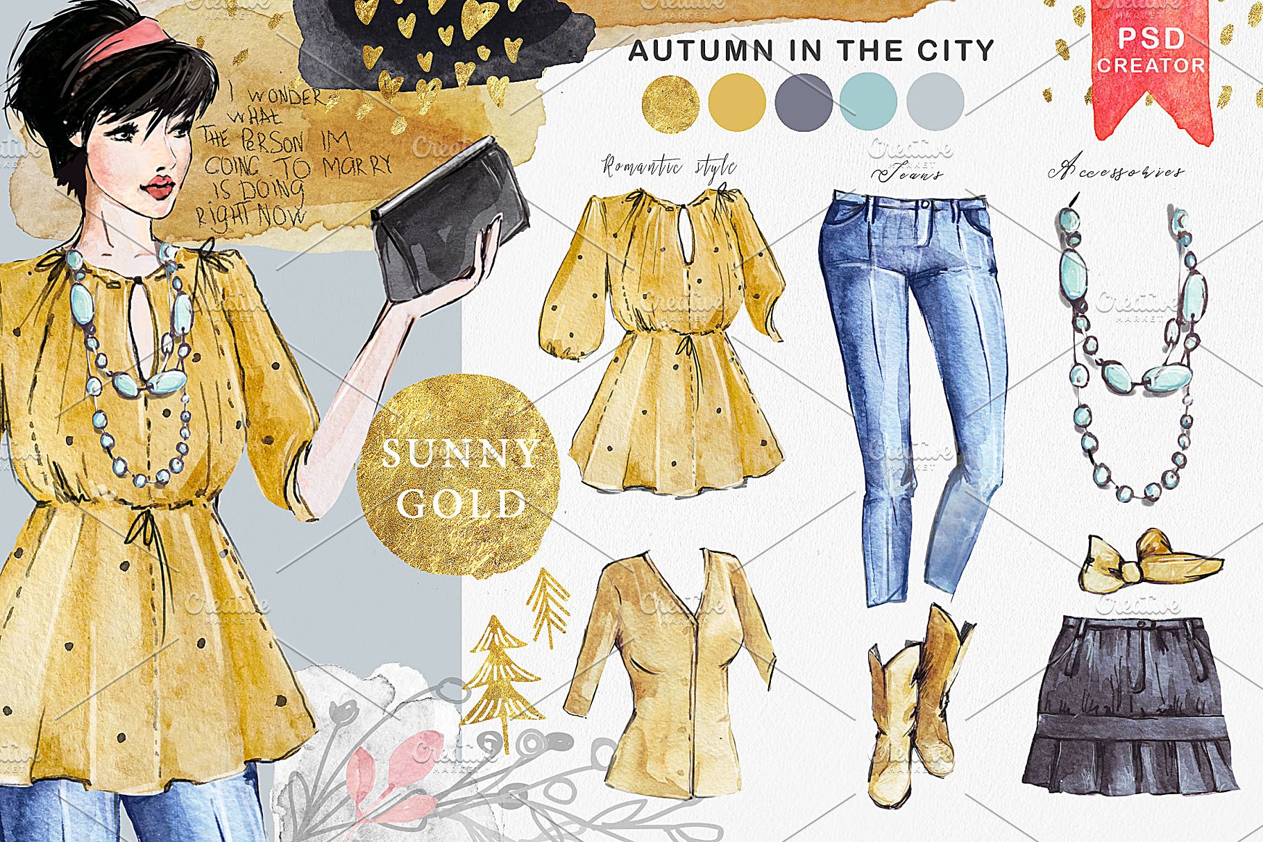 时尚服饰插画设计素材包 Fashion clothing creator插图(1)