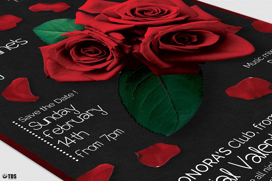 情人节主题菜单PSD模板V2 Valentines Day Flyer+Menu PSD V2插图(5)