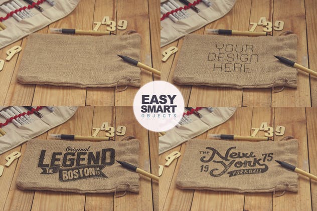 麻袋素描艺术图案预览样机素材库精选模板v1 Sack Bag Horitzontal Sketch插图(1)