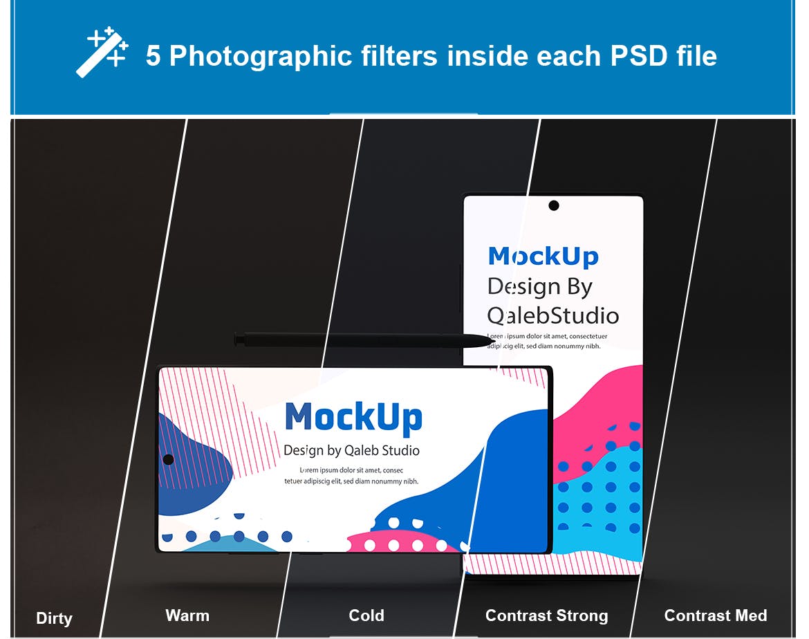 Note 10大屏手机屏幕预览样机模板 Dark Note 10 Mockup插图(6)