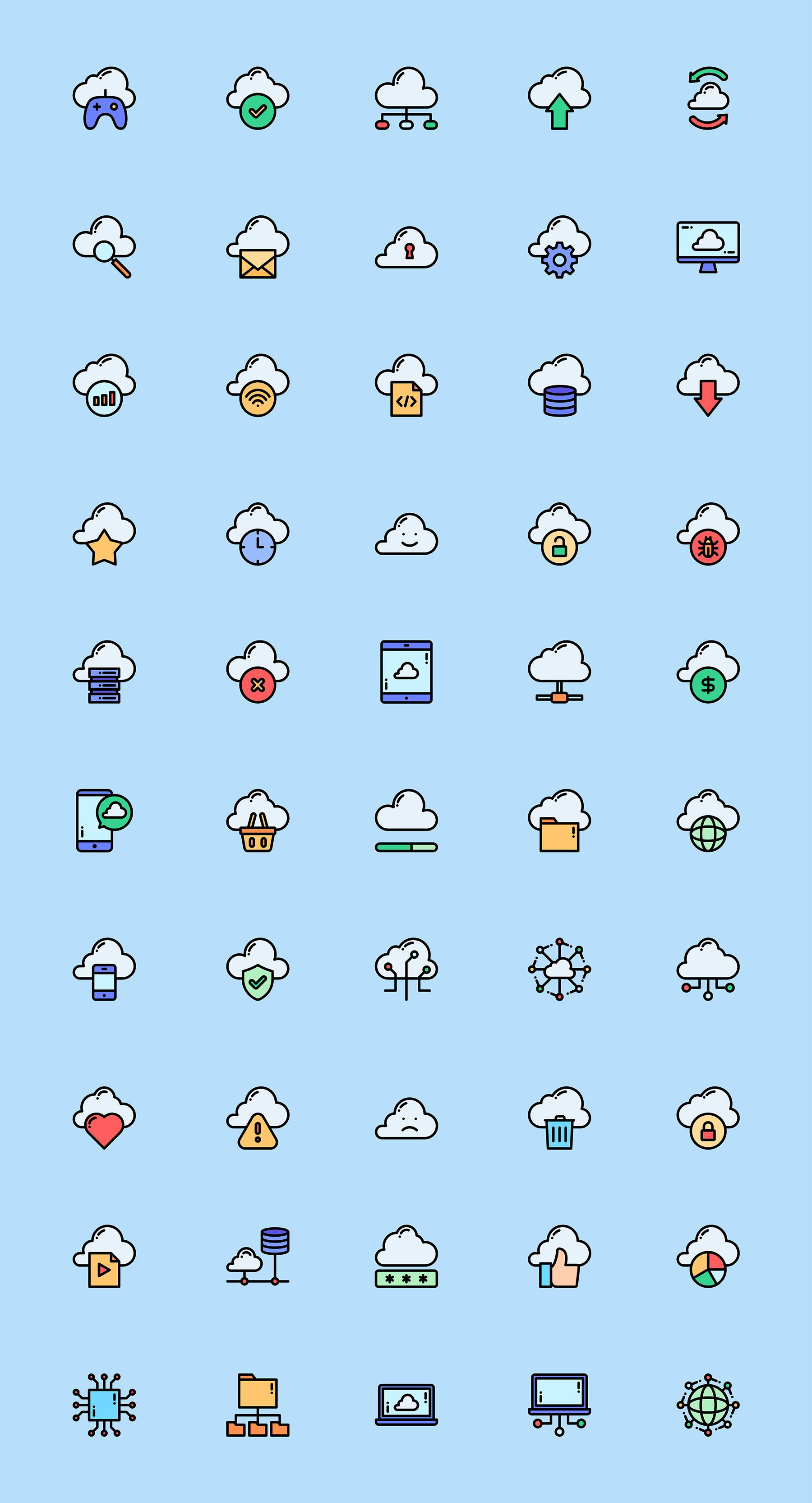 50 枚云计算网络元素图标