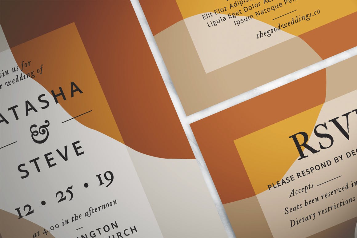 朴实无华风格婚礼邀请设计套装 Minimalist Wedding Suite插图(1)