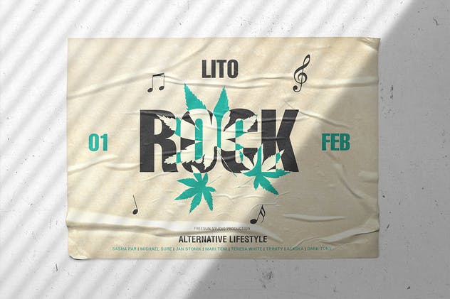 胶合效果广告海报设计样机 Poster Glued Effect Mockups插图(1)