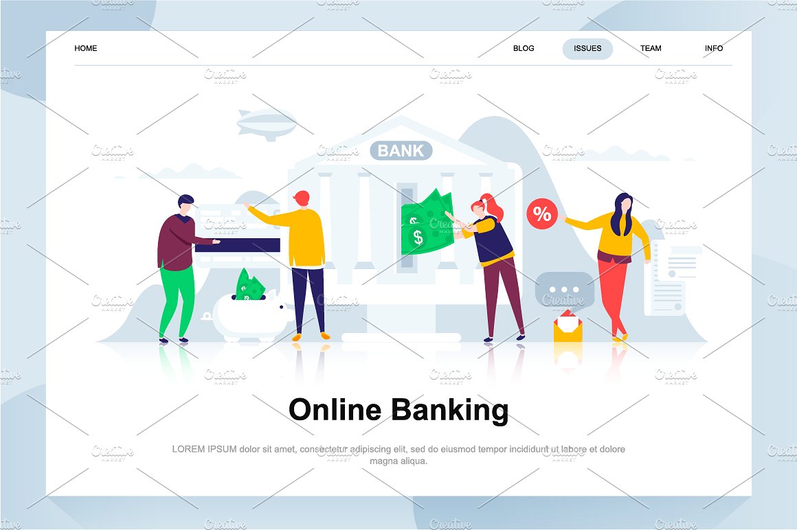 现代化扁平设计理念Web仪表盘登录页面模板 Landing Page Templates插图(12)