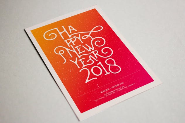 手写英文字体新年海报设计模板 Happy New Year 2018 Flyer插图(2)