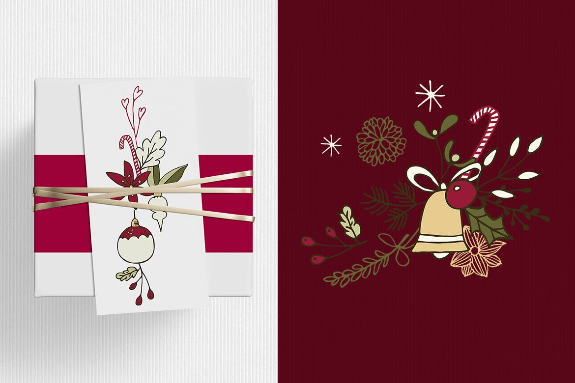 圣诞节主题矢量手绘剪贴画素材 Christmas Cliparts插图(1)