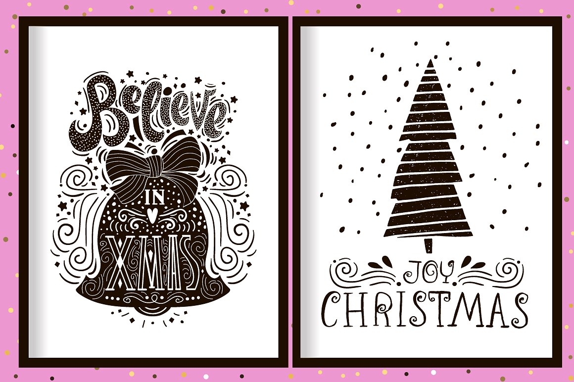 新年圣诞节手绘矢量素材集合插图(1)