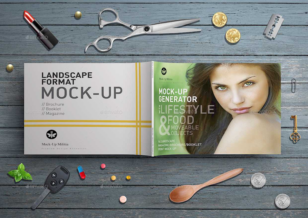 A4尺寸的杂志模型和场景生成器[psd]插图(4)