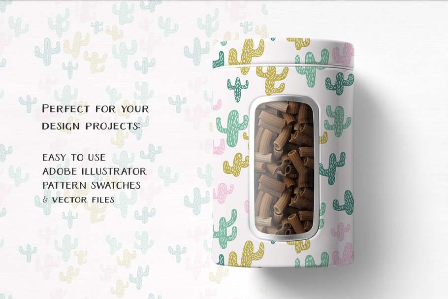 仙人掌无缝矢量图案纹理 Cactus: seamless vector patterns插图(4)