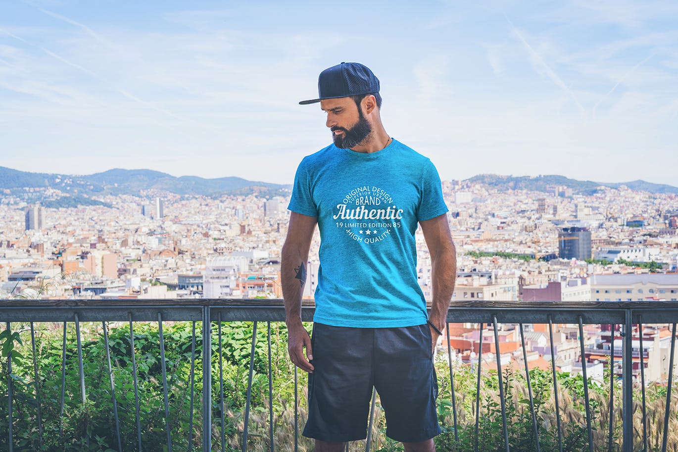 男士T恤印花设计模特上身效果预览样机 T-Shirt Mockup Collection 01插图(3)