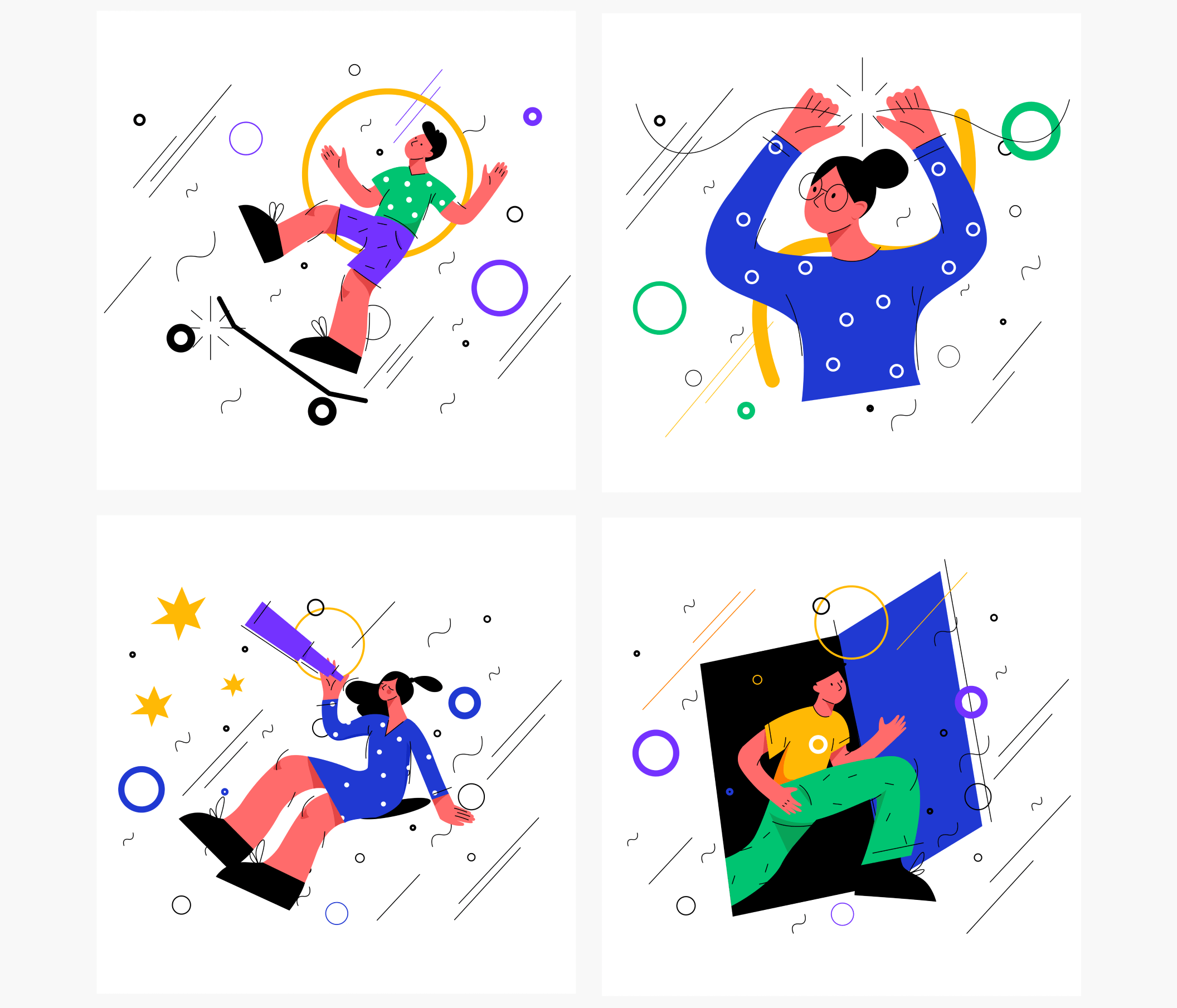 素材库下午茶：多彩的人物元素矢量网站设计插画合集插图(4)