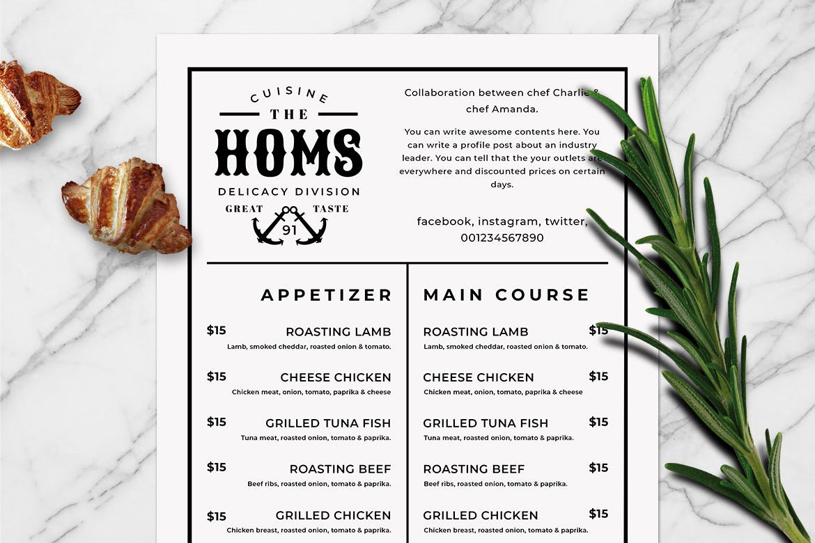 简约风西式餐厅素材库精选菜单模板v07 SGM – Food Menu .07插图