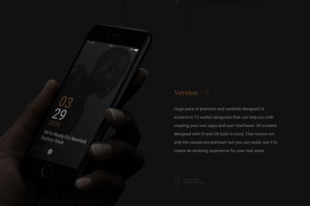“黑与金的绝配”-多用途 APP UI 套件 Gold &  Coal – UI Kit for Mobile插图(1)