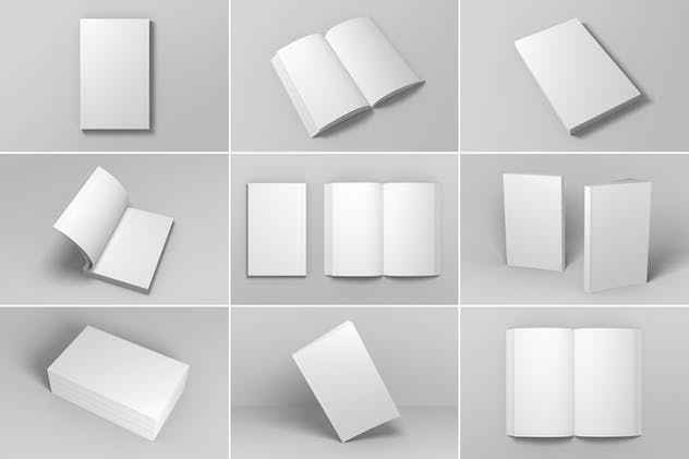 软封图书封面设计效果预览图样机 Soft Cover Book Mockup插图(1)