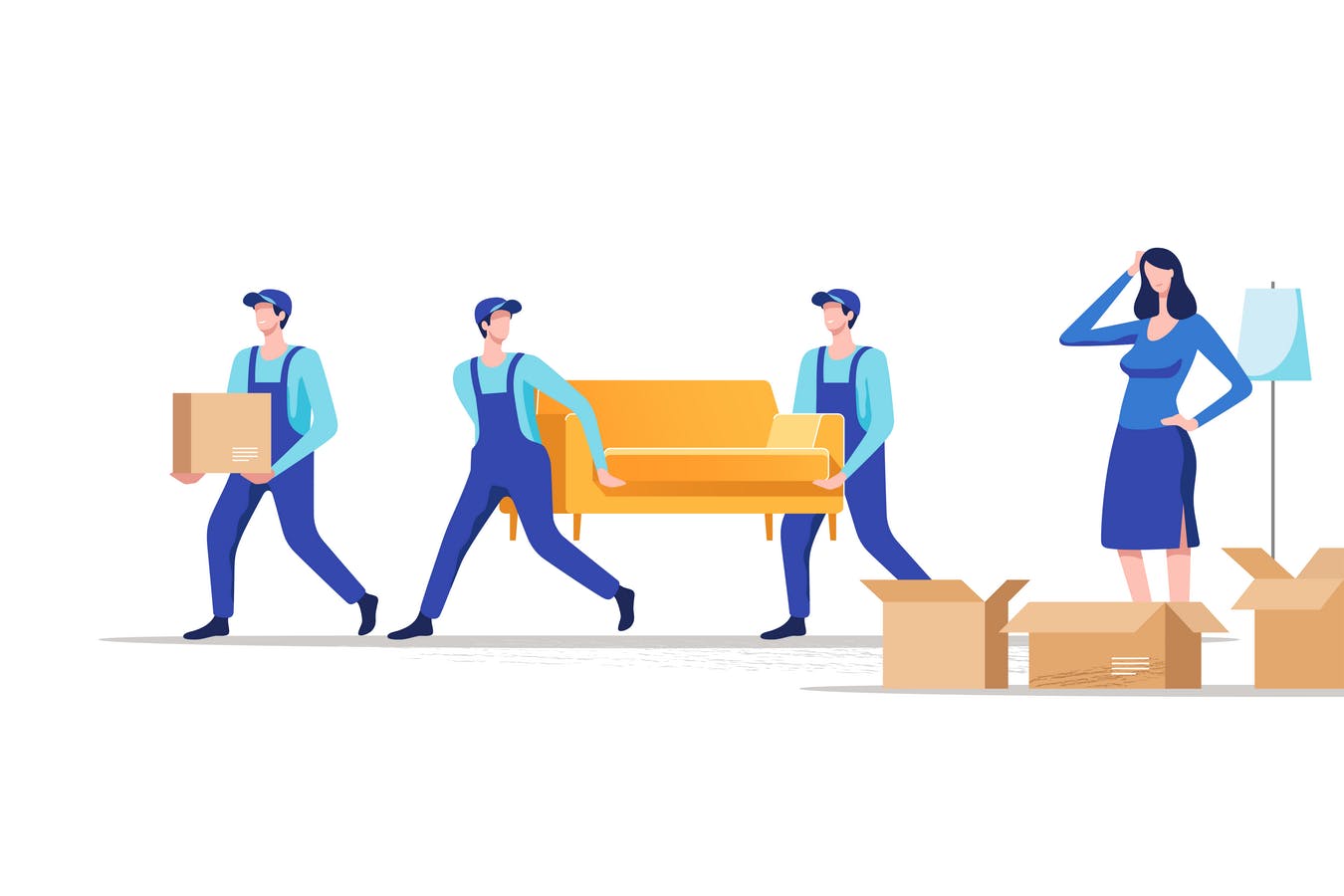 搬家公司场景矢量插画素材库精选素材v1 Moving House插图