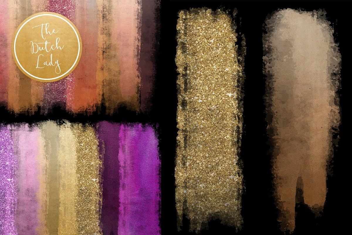 画笔描边闪光粉末效果垂直剪贴画插图(5)