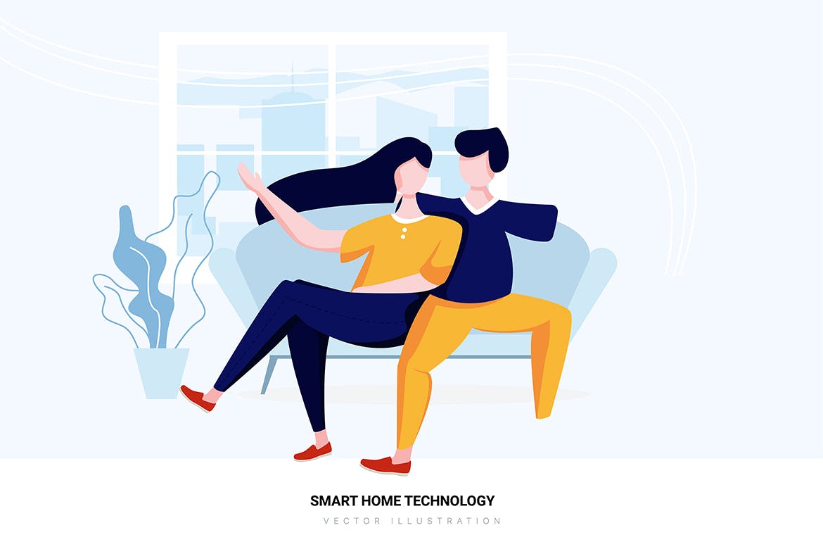 智能家居技术矢量场景插画素材 Smart Home Technology Vector Scenes插图(4)