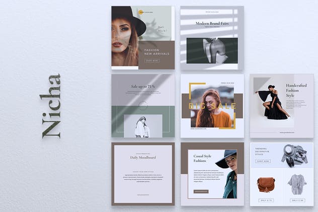 品牌服装Instagram品牌故事设计模板 NICHA Instagram Post插图(6)