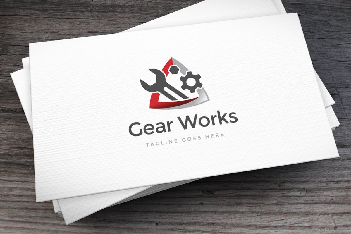 机械维修服务品牌Logo设计模板 Gear Works Logo Template插图