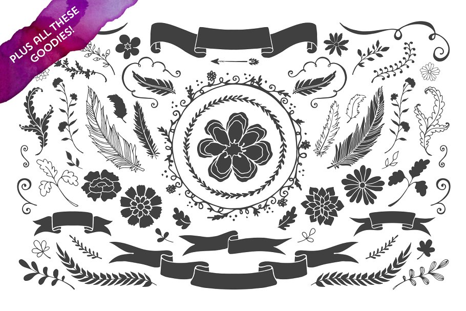 品牌设计水彩设计元素合集 The Watercolor Branding Kit插图(6)