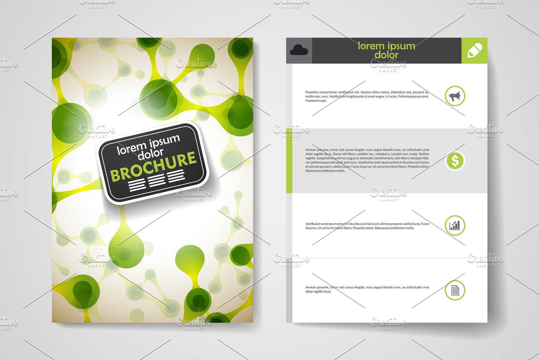 抽象分子结构画册手册模板 Set of brochures in molecule style插图(3)