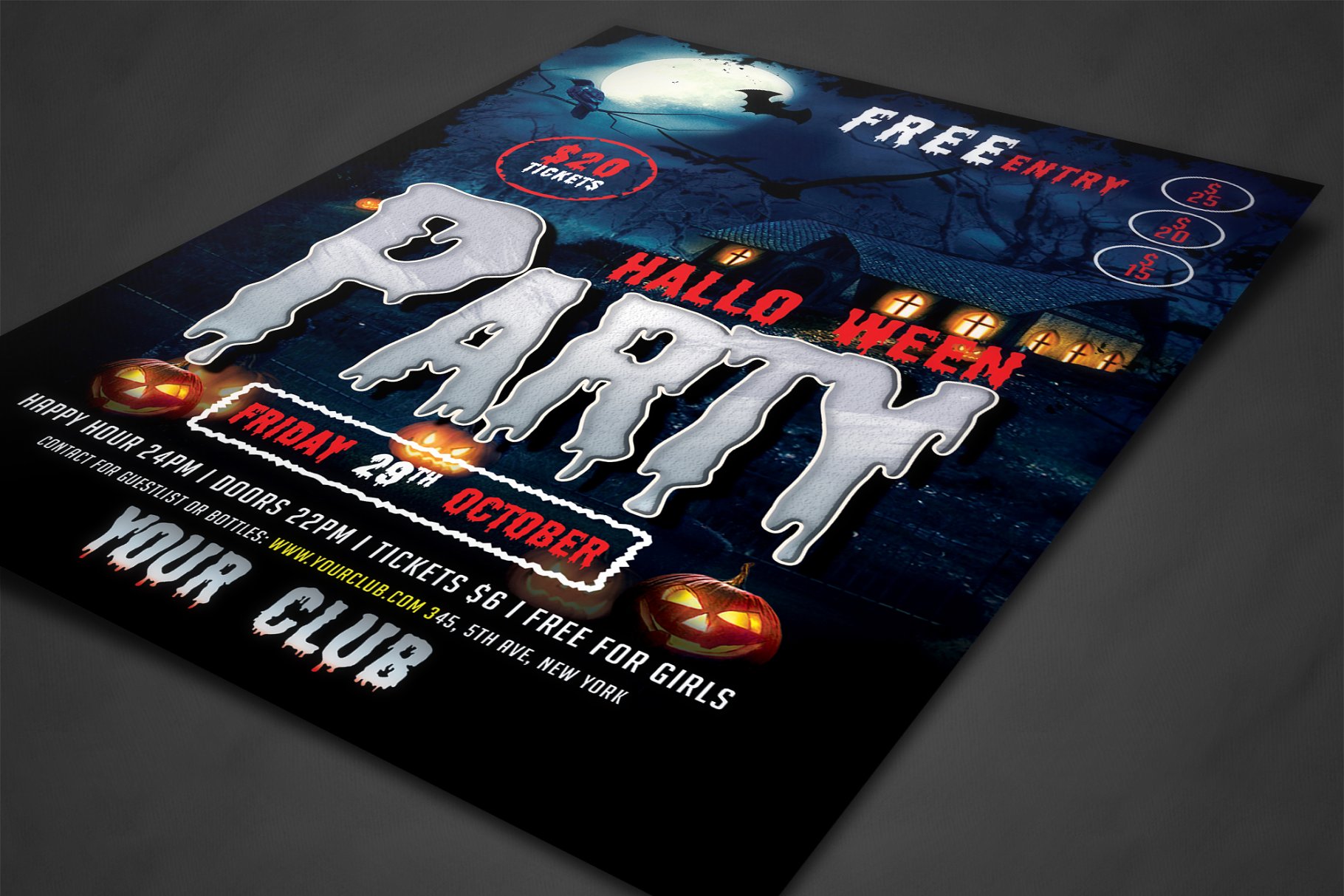 万圣节恐怖派对推广传单模板 Halloween Flyer插图(1)