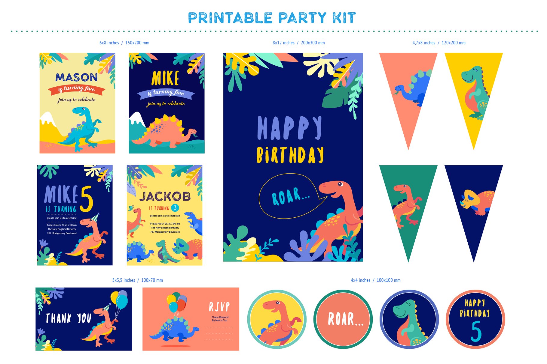 可爱的恐龙插图设计工具包 it’s DINO time – cute dinosaurs kit插图(6)