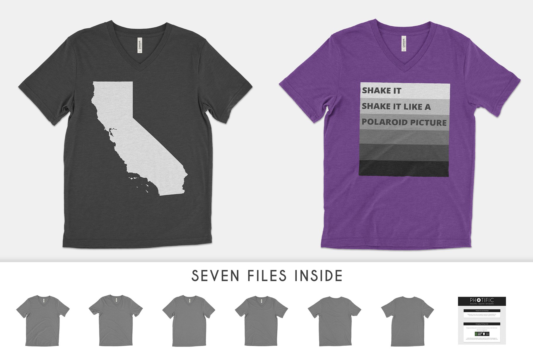 V领T恤样机模板 Bella Canvas 3415 V-Neck Mockups插图(2)