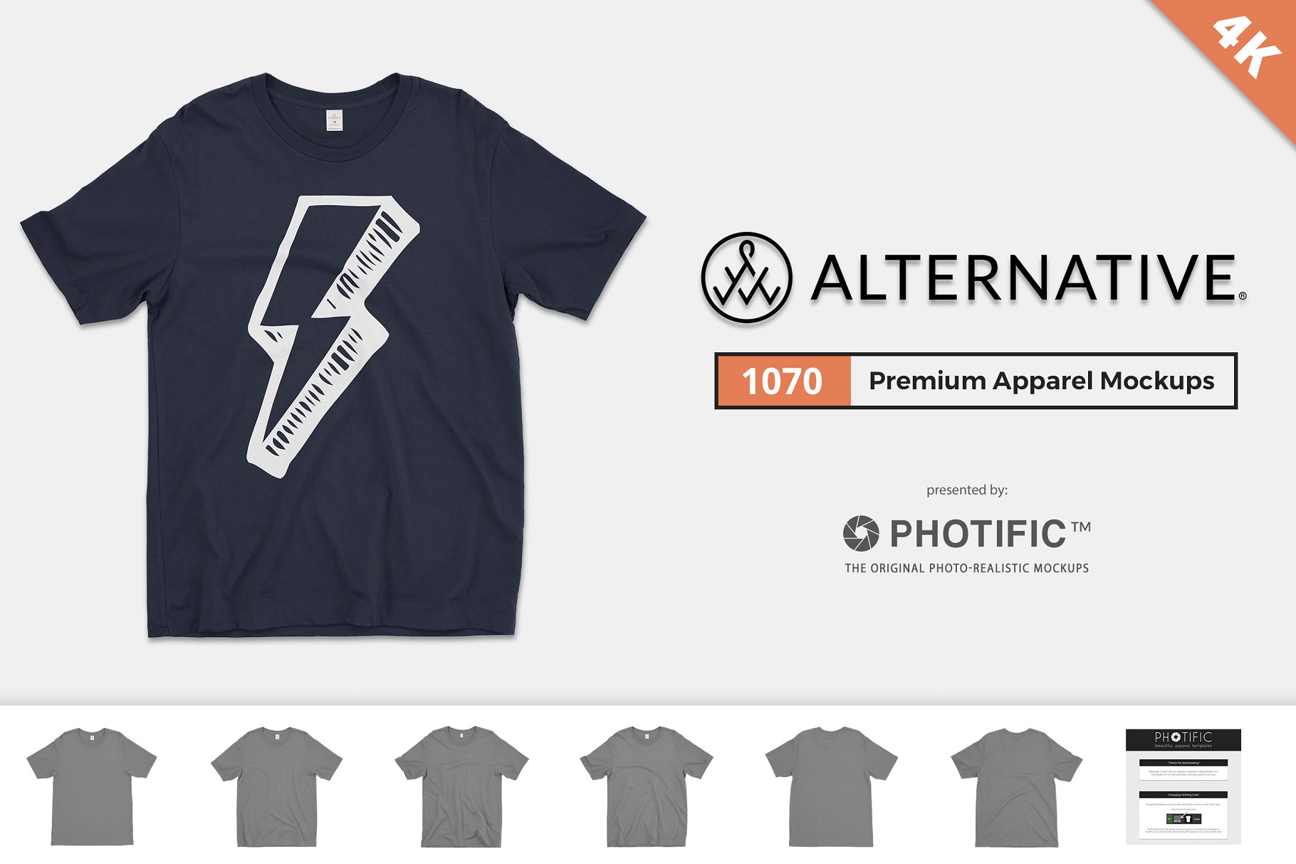 经典圆领T恤样机模板 Alternative 1070 T-Shirt Mockups插图
