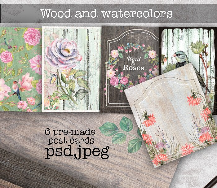 花卉与木的艺术矢量元素 flowers & wood插图(2)