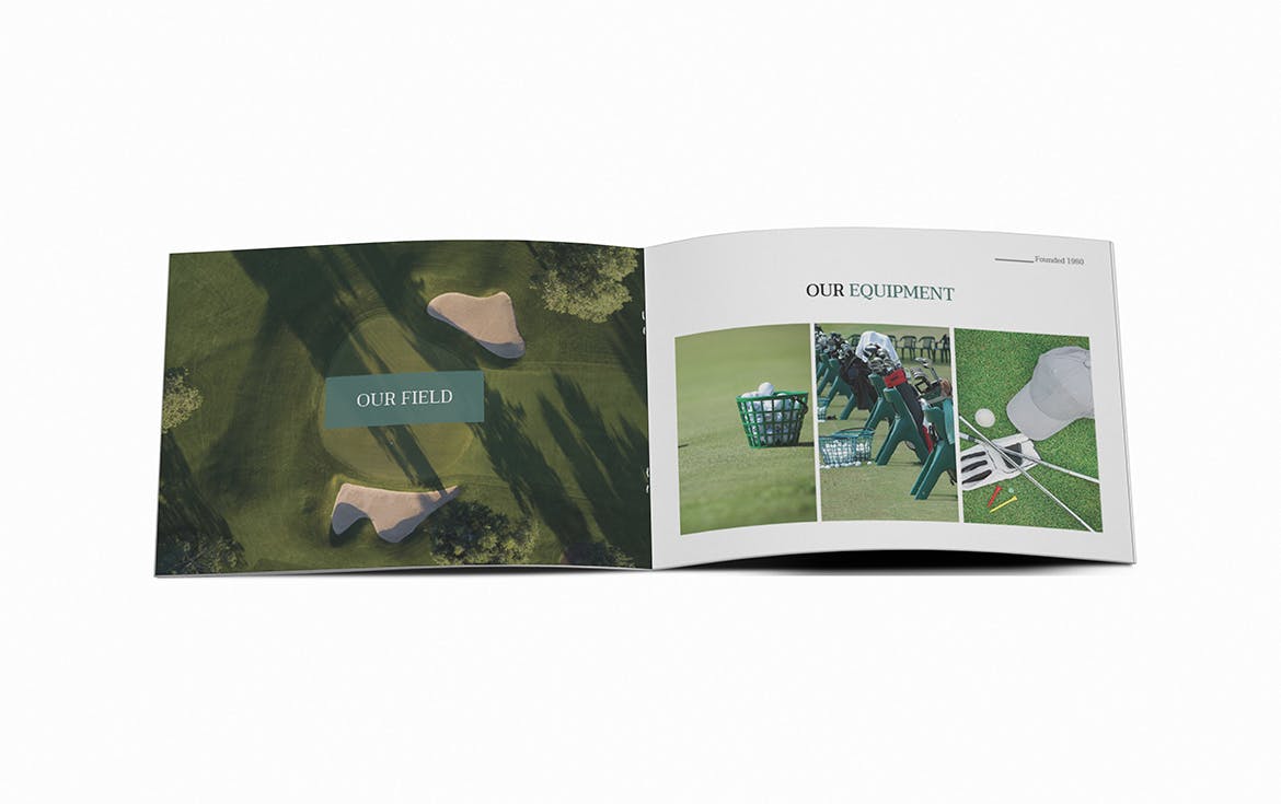 高尔夫场馆/体育场馆横版画册设计版式模板 Golf A5 Brochure Template插图(9)