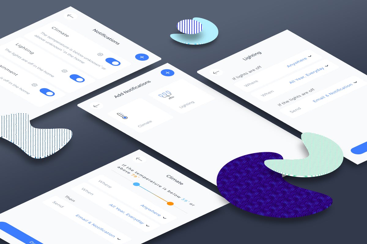 智能家居APP应用通知界面模板 Smart Home Notifications Mobile Ui插图