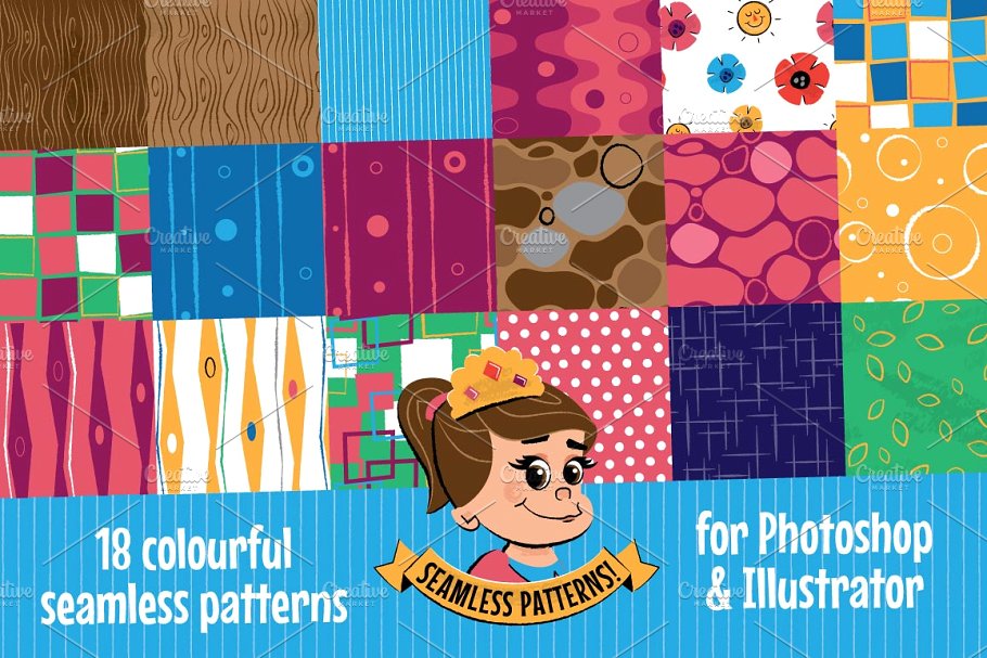 多彩复古派对图案纹理合集 Colorful Retro Party Patterns插图(1)