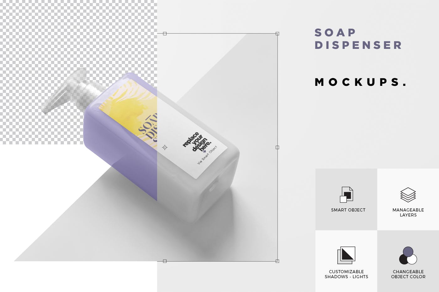 洗发水/沐浴露按压瓶设计效果图素材库精选 Soap Dispenser Mockup Rectangle – Medium Size插图(5)