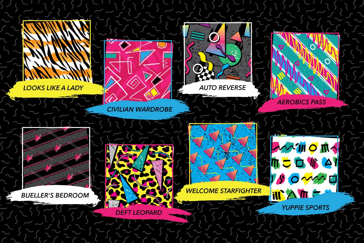 1980s年代复古潮流时尚图案设计素材v1 1980s Fashion Patterns Volume One插图(1)